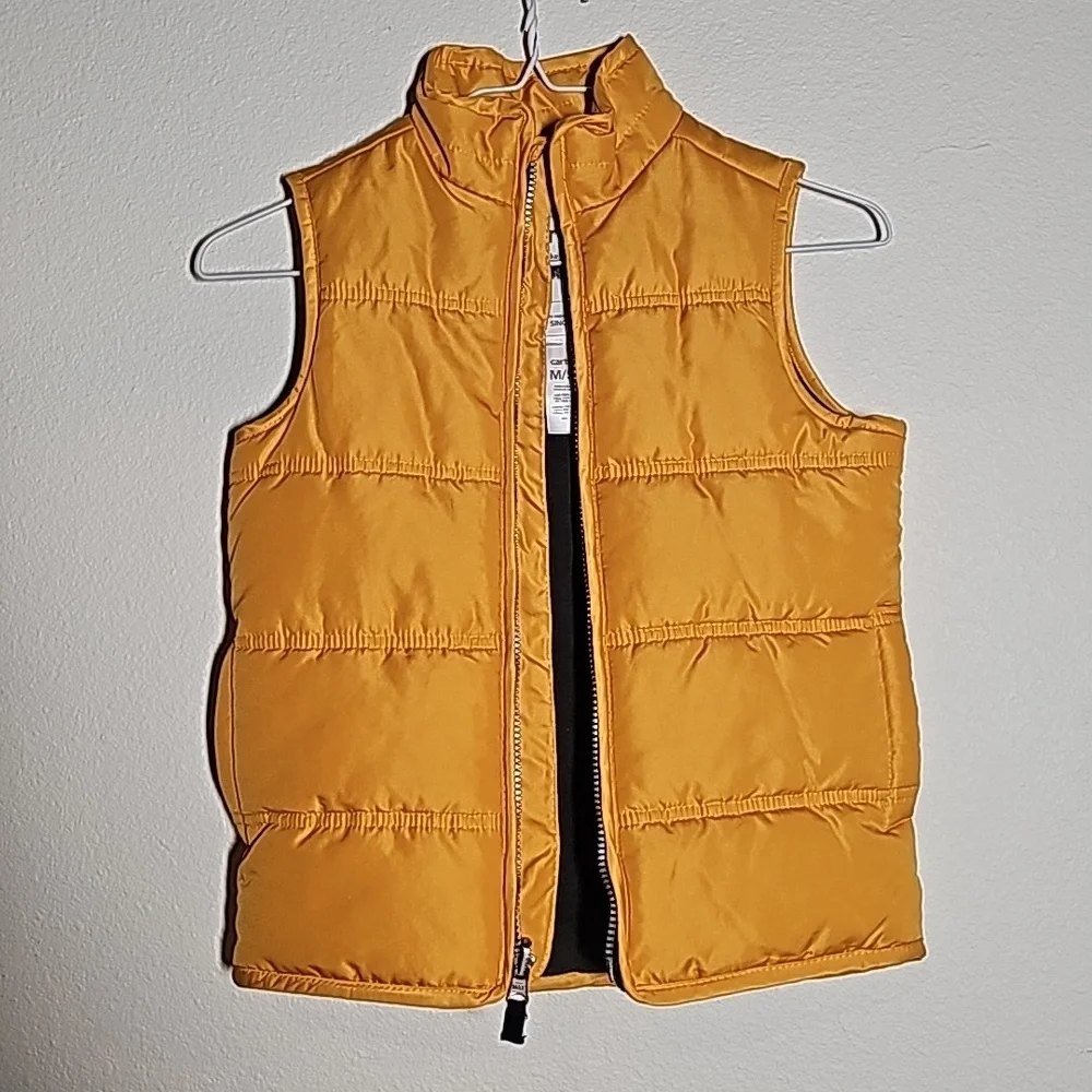 Carter's Kids Mustard Yellow Puffer Vest Fleece Lined M 5-6 Layer Outerwear